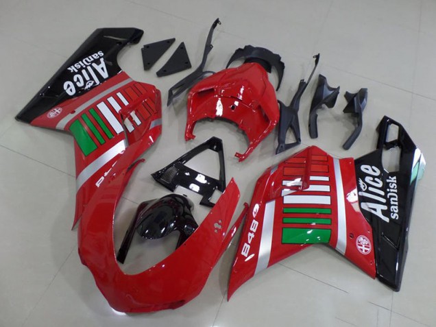 Großhandel Ducati 848 1098 1198 2007-2014 Motorrad Verkleidungen - Alice mit Grün Großhandel Ducati 848 1098 1198 2007-2014 Motorrad Verkleidungen - Alice mit Grün
