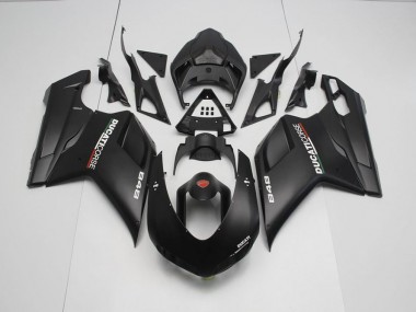 Großhandel Ducati 848 1098 1198 2007-2014 Motorrad Verkleidungen - Matt Schwarz mit Weißen Aufklebern