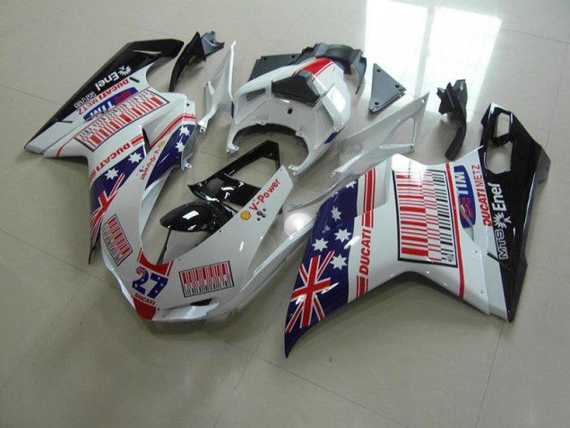 Großhandel Ducati 848 1098 1198 2007-2014 Motorrad Verkleidungen - Weiß Blau Rot