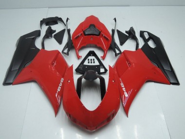 Großhandel Ducati 848 1098 1198 2007-2014 Motorrad Verkleidungen - OEM Stil Rot mit Matt Schwarz Seite