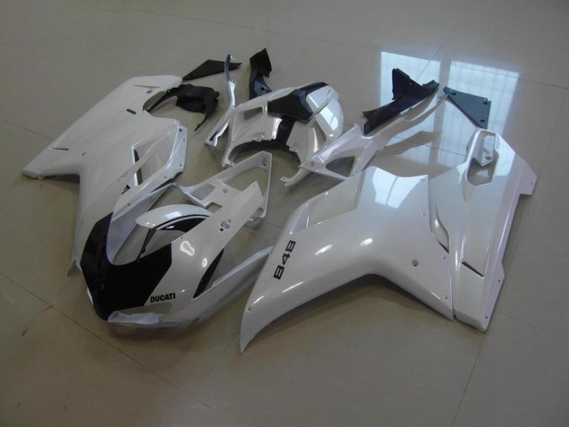 Großhandel Ducati 848 1098 1198 2007-2014 Motorrad Verkleidungen - Perl Weiß Schwarz gestreift