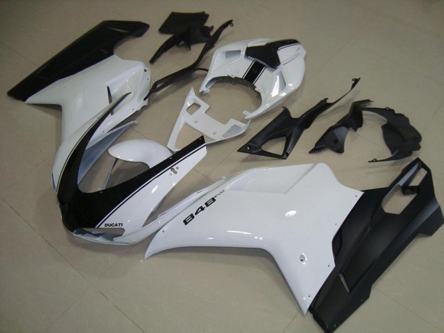 Großhandel Ducati 848 1098 1198 2007-2014 Motorrad Verkleidungen - Weiß Matt Schwarz