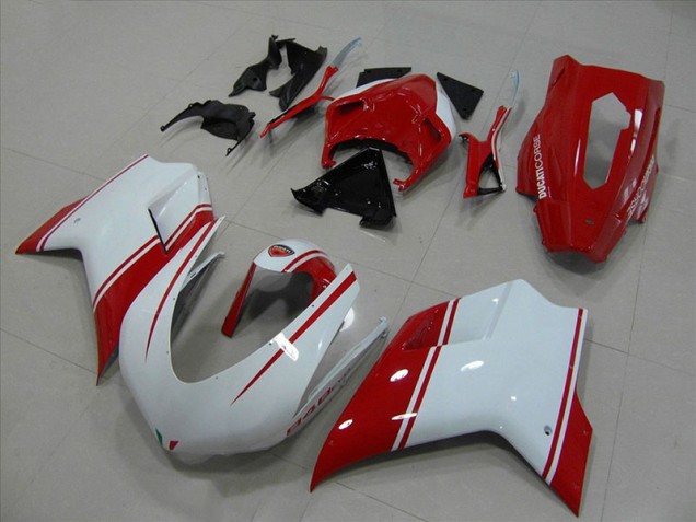Großhandel Ducati 848 1098 1198 2007-2014 Motorrad Verkleidungen - Weiß Und Rot Rennen Version Großhandel Ducati 848 1098 1198 2007-2014 Motorrad Verkleidungen - Weiß Und Rot Rennen Version