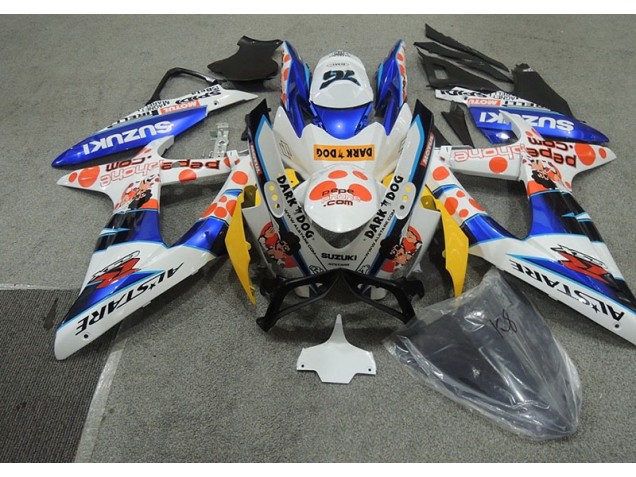 Großhandel GSXR 600 K8 2008-2010 Motorrad Verkleidungen - Weiß Blau Dunkel Hund Großhandel GSXR 600 K8 2008-2010 Motorrad Verkleidungen - Weiß Blau Dunkel Hund