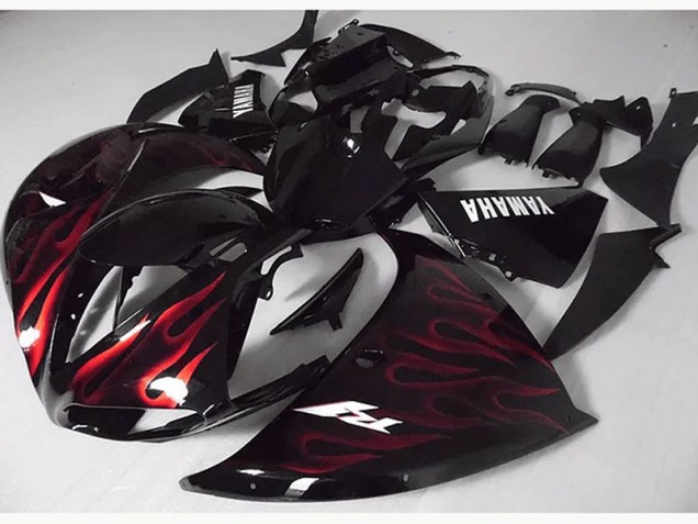 Großhandel R1 2009-2011 Motorrad Verkleidungen - Rote Schwarz Flamme