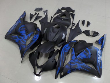 Großhandel CBR 600 RR 2009-2012 Motorrad Verkleidungen - Matt Schwarzer blauer Totenkopf