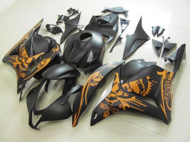 Großhandel CBR 600 RR 2009-2012 Motorrad Verkleidungen - Matt Schwarzer Orange Aufkleber