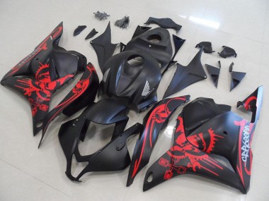 Großhandel CBR 600 RR 2009-2012 Motorrad Verkleidungen - Matt Schwarz mit rotem Totenkopf